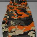 Famnbro Women Camo Shorts Slim Fit Camouflage Cargo Shorts Casual Army Fatigue Shorts with Pockets (Orange, Large)