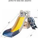 Toddler Slide L-Shaped, 5 in 1 Kids Slide Climber for Toddler, with Ball & Hoop, Indoor Outdoor Baby Playset, Anti-Slip, 65IN/165CM,Toy Storage, Ideal for Boys Girls Birthday