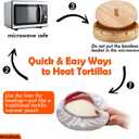 Tortilla Warmer Basket w Removable Insulation Liner, 9.4'' Large Bamboo Taco Warmer w Wooden Lid - Cotton Tortillas Warmer Pouch Microwavable, Lightweight & Durable Container For Bread Roti - Tall