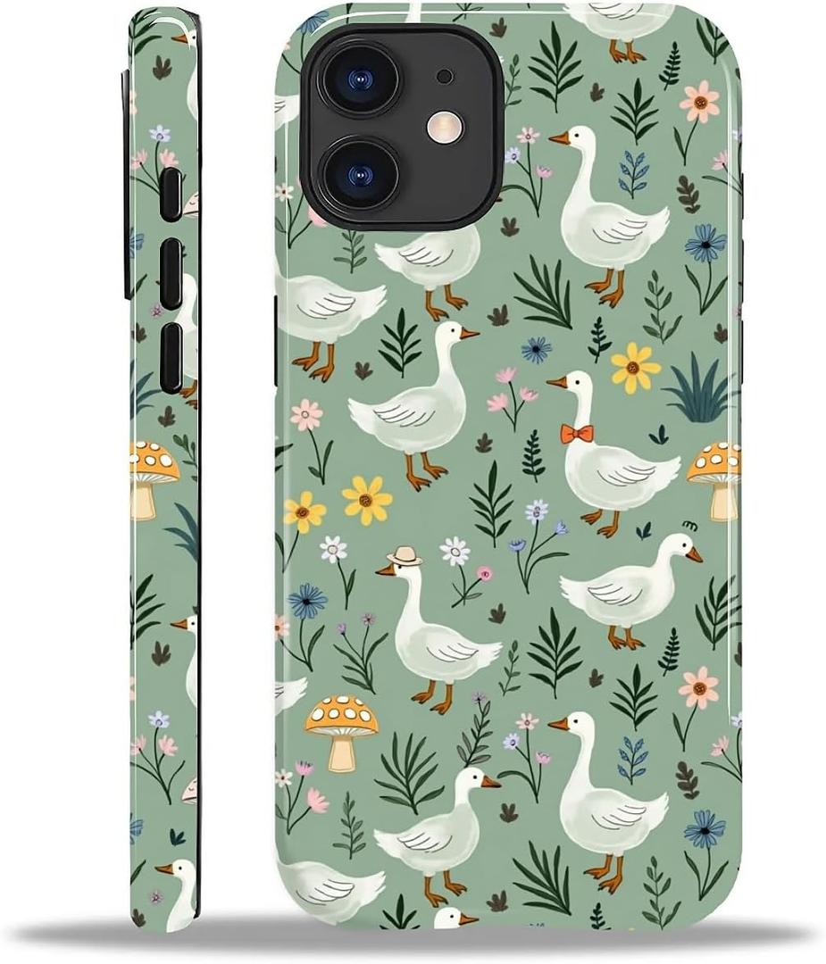 for iPhone 11 Case for Women Girl Men Boy, Shockproof Soft Silicone & Hard PC Shell Protective Case for iPhone 11 - Duck Botanical Garden