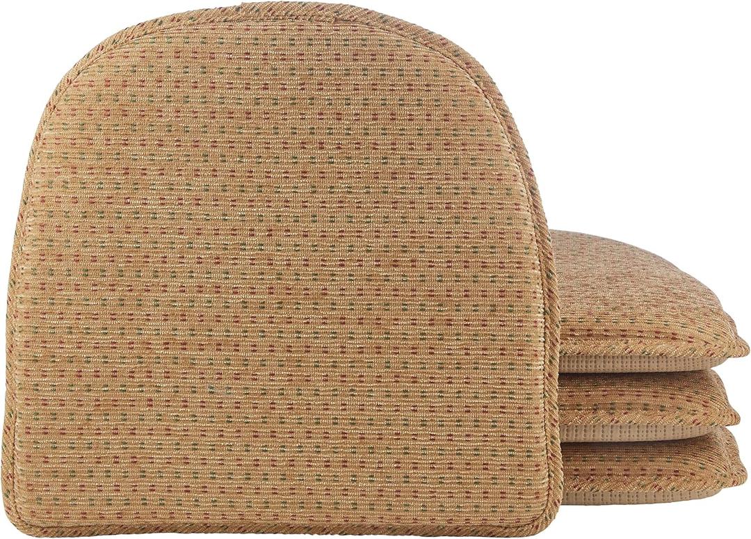 Klear Vu Raindrop The Gripper Non Slip Chair Cushions, Soft & Comfortable Seat Pad, Sitting Pillow for Kitchen, Dining or Office, 4 Count (Pack of 1), Natural