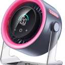 USB Desk Fan for Bedroom: 100 Speeds Digital Display Quiet Portable Fan with Turbo Airflow, 120° Rotating Small Rechargeable Battery Desktop & Wall-Mounted Fans for Bedroom Home Office (Pink)