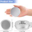 Tins 12 Pack, 2 Ounce Salve Tins with Lids, Small Metal Aluminum Tin Jar Refillable Containers, Round Tin Travel Cosmetic Containers with Screw Lids, Tin Can for Salve, Balm, Lip Balm, Cream