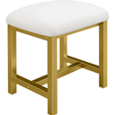 Small Vanity Stool, Cute Vanity Stools with Cushion, White Gold Makeup Vanity Chair for Small Spaces, Living Room, Bedroom, Bathroom, Entryway, Ottoman Foot Rest for Couch Sillas Modern