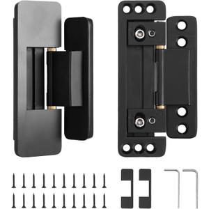 HBL' 2 Pack Hidden Door Hinges, Ultra-Thin Adjustable Concealed Hinges for Secret Doors, Pantries & Closets, Heavy Duty Invisible Design