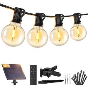 Brightever 25FT Solar String Lights Outdoor Waterproof, G40 Solar Lights with Remote and 10+1 LED Shatterproof Globe Bulbs, Dimmable&3 Lighting Modes, Solar Power Patio Lights for Balcony Garden Porch
