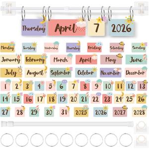 Flip Calendar Bulletin Board Set with Holder Includes 54 Date Cards Back to School Calendar Bulletin Board for Classroom Home Wall Chalkboard Decor(Star and Moon)