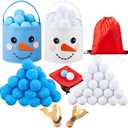 106 Pcs Christmas Snowball Fight Set Snowball Battle Include100 Fake Snowballs, 2 Felt Buckets, 2 Slingshots, 2 Drawstring Bags for Indoor Outdoor Winter Party Game Kids'