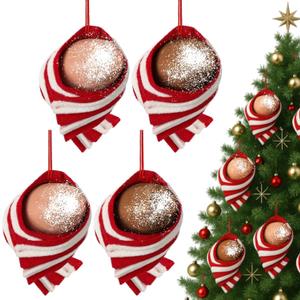 Soulchen 4 Pcs Funny Christmas Ornament for Tree 3D Christmas Pendant, Piggy in Blankets Handmade Hanging Cheeky Home Decorations Gifts for Friends Family