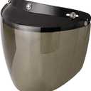 3-Snap Visor for Open Face Motorcycle Helmet Wind Shield Flip Up Down (Light Smoke)
