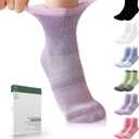 Bulinlulu Bamboo Viscose Diabetic Socks for Women&Men,6 Pairs Non Binding Diabetic Ankle Socks,Wide Socks (Large, Pale Purple/Purple/Green/Orange Red/Black/White)