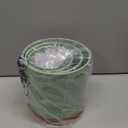 3 Pack 6/5/4 inch Cylindrical Flower Pots, Modern Small Round Plastic Plant Pots with Drainage Holes & Saucers, Clean and Refined Planter Pots for Outdoor, Indoor & Office Decor Green With Brown, 6+5+4 inch