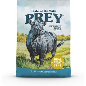 Taste of the Wild Prey Real Meat High Protein Angus Beef Limited Ingredient Dry Dog Food Grain-Free Recipe Made with Real Pasture-Raised Beef and Probiotics for All Life Stages 25lb (25 Pound (Pack of 1)), Best By: 01/22/25