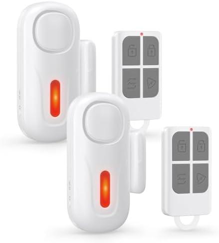Satisure Door Alarms for Kids Safety, 2 in 1 Alarm & Chime with Remote, Window/Pool Alarms for Home Security, Sliding Glass Doors, Wireless Alarm for Home Hotel(2 Pack, White)