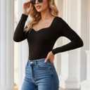 Avidlove Long Sleeve Bodysuits for Women Sexy Sweetheart Neck Going Out Outfits Double Lined Bodysuit