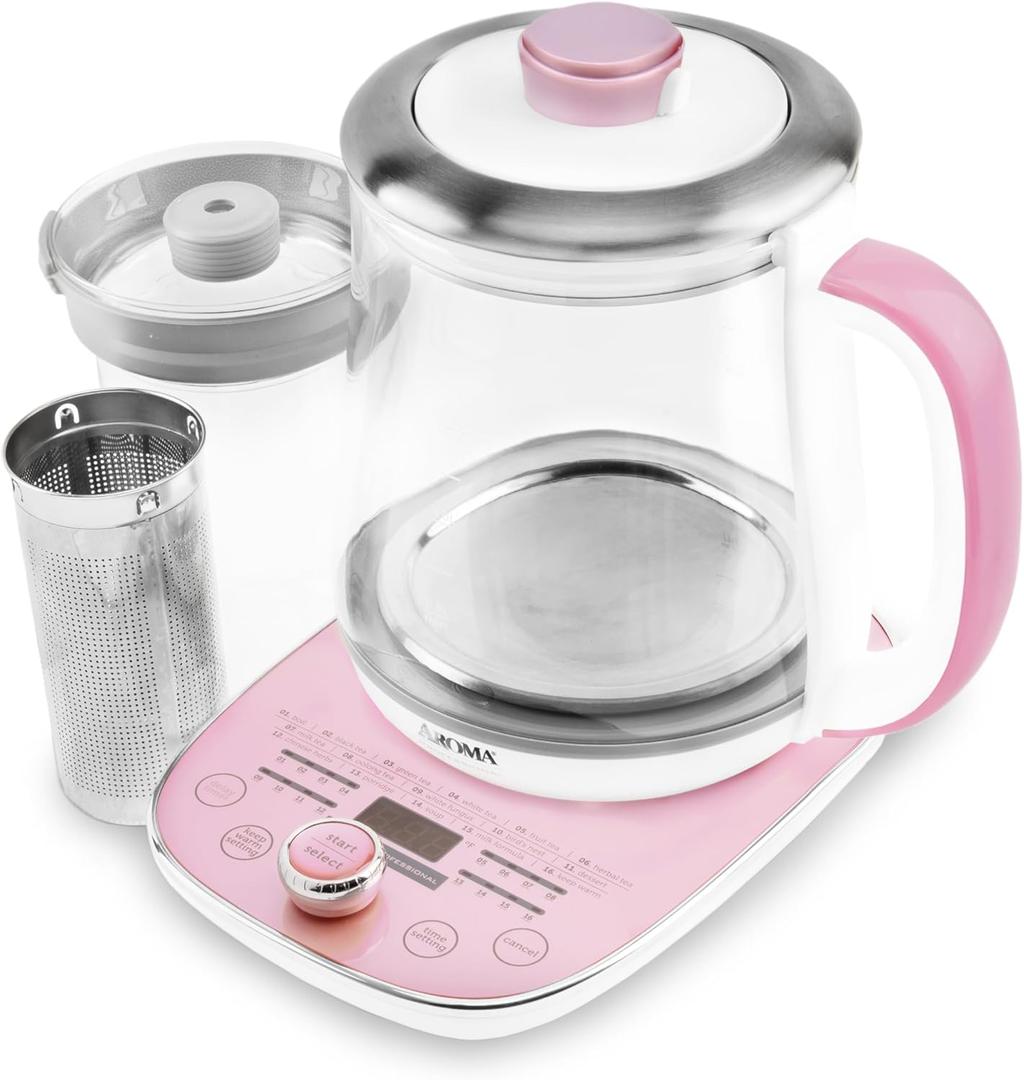 16-In-1 Nutri-Water Kettle, Green Tea, Fruit Tea, Flower Tea, Asian Traditional Recipes, Pink