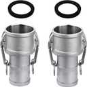 SAFBY 2PCS Global Type C Cam and Groove Hose Fitting, Socket x Hose ID Barbed, with 2 PCS Camlock Gasket Fitting (0.75")