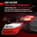 Tail Light Assembly Fit for 2013-2015 Honda Accord Sedan EX-L Touring Right Passenger Side Outer Tail Light Brake Turn Signal Back Up Bulb Replaces 33500T2AA12, 33500-T2A-A12, 33500 T2A A12, HO2805103