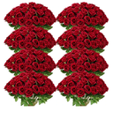 Hotop 120 Pcs Roses Artificial Flowers in Bulk,Long Stem Artificial Flower Bouquet,Silk Real Touch Fake Rose for Wedding Party Table Centerpieces Decor Valentines Gifts(Wine Red)