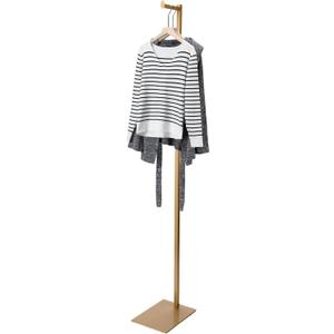 Sintuff Adjustable Cloth Display Stand 48-72 Inches Single Garment Rack Metal Costumer T Shirt Display for Thrift Shop Vendors Retail Store(Gold)