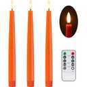 Stmarry Orange Flameless Taper Candles with Remote and Timer, 9.65 Inch Real Wax LED Candlesticks, Fall Taper Candles Battery Operated with 3D Flickering Flame, Thanksgiving Candles for Table, 5 Pack