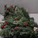 30 Inch Outdoor Christmas Tree Frosted Urn Filler 2 Set, Pre-lit Small Artificial Xmas Tree with 50 LED Lights, Realistic Carolina Pine and Berries for Pathway, Porch, Driveway, Yard (White)