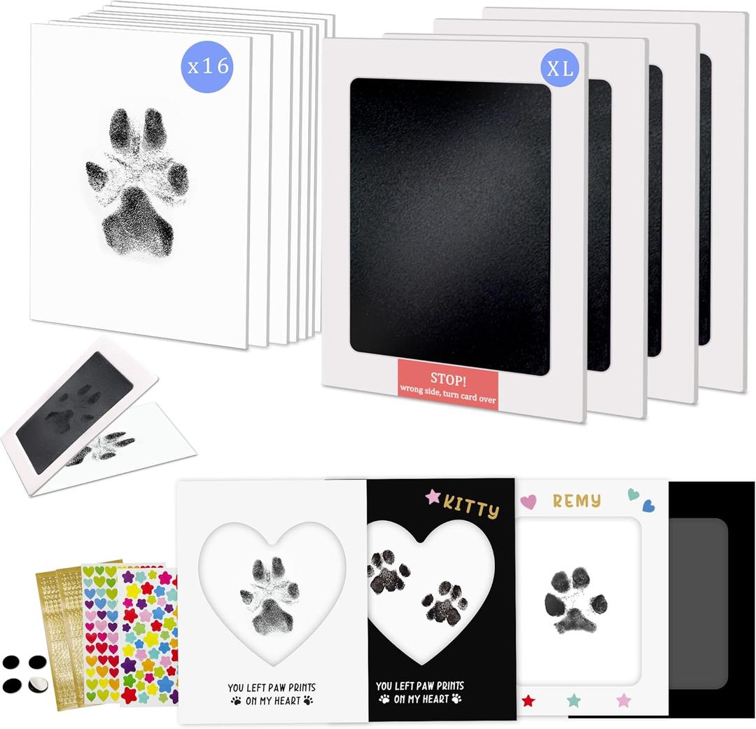 MYPAWLETS Paw Print Kit,Clean Touch/Inkless Ink Pad for Dog/Cat Pawprints,Paw Print Stamp Pad for Dogs,Dog Paw/Nose Print Kit Keepsake,Pet Paw Print Impression Kit with Frame,Gifts for Pet Parents-4M