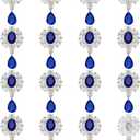 FINGERINSPIRE 16 Pcs Alloy Rhinestone Brooch Buttons Rhombic Pendant 1.9x1Inch Oval Capri Blue Faceted Teardrop Charm Pendant for DIY Ornaments Clothing Decoration Accessories