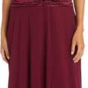 Elegant Glitter Knit Jacquard Ruched Bodice (Red), Size: 4 Petite