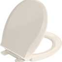 Round Toilet Seat Soft Close 16.5", Standard Universal Toilet Lid Round with PP Material Safe, Easy to Clean and Install, Ergonomic design, Never Loosens, 2 Years Support, Almond Plastic
