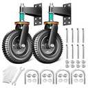 8 Inch Heavy Duty Gate Wheel, 750 lb Capacity, Fits Metal Tube Gates and Wooden Gates, 360° Swivel Spring-Loaded Caster. Gate Wheel for Smooth Operation. (8-INCH 2PACK)