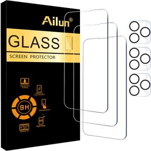 Ailun 3 Pack Screen Protector for iPhone 14 Pro Max [6.7 inch] + 3 Pack Camera Lens Protector,Sensor Protection,Dynamic Island Compatible,Case Friendly Tempered Glass Film,[9H Hardness] - HD