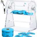 Didaey Small Clear Acrylic Raffle Drum with 1000 Tickets, Compact Tabletop Ticket Spinner Box for Business Card Vendor Booths Retail Store Office Giveaways (6.7x3.9 x 7.1 Inch, Blue)