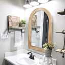 LOSOUR Arched Mirror, Farmhouse Decor Solid Wood Frame Wall Mirror, Bathroom Mirrors, Large Vintage Mirror for Bathroom, Living Room,Bedroom, Entryway, Hallway,Foyer (Brown, 36" L x 24" W)