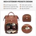 LOVEVOOK Leather Laptop Backpack for Women 18 inch,Travel Backpack Purse Nurse Teacher Backpack Computer Laptop Bag,Professional College Business Work Bags Carry On Backpack with USB Port,Brown