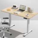 Veken 47.2 Inch Electric Standing Desk, Height Adjustable Sit Stand Up, Wood Desktop, Work Home Office Computer PC Desks, Gaming Writing Study Bedroom Rising Table, Nature, 47.223.6 Inch