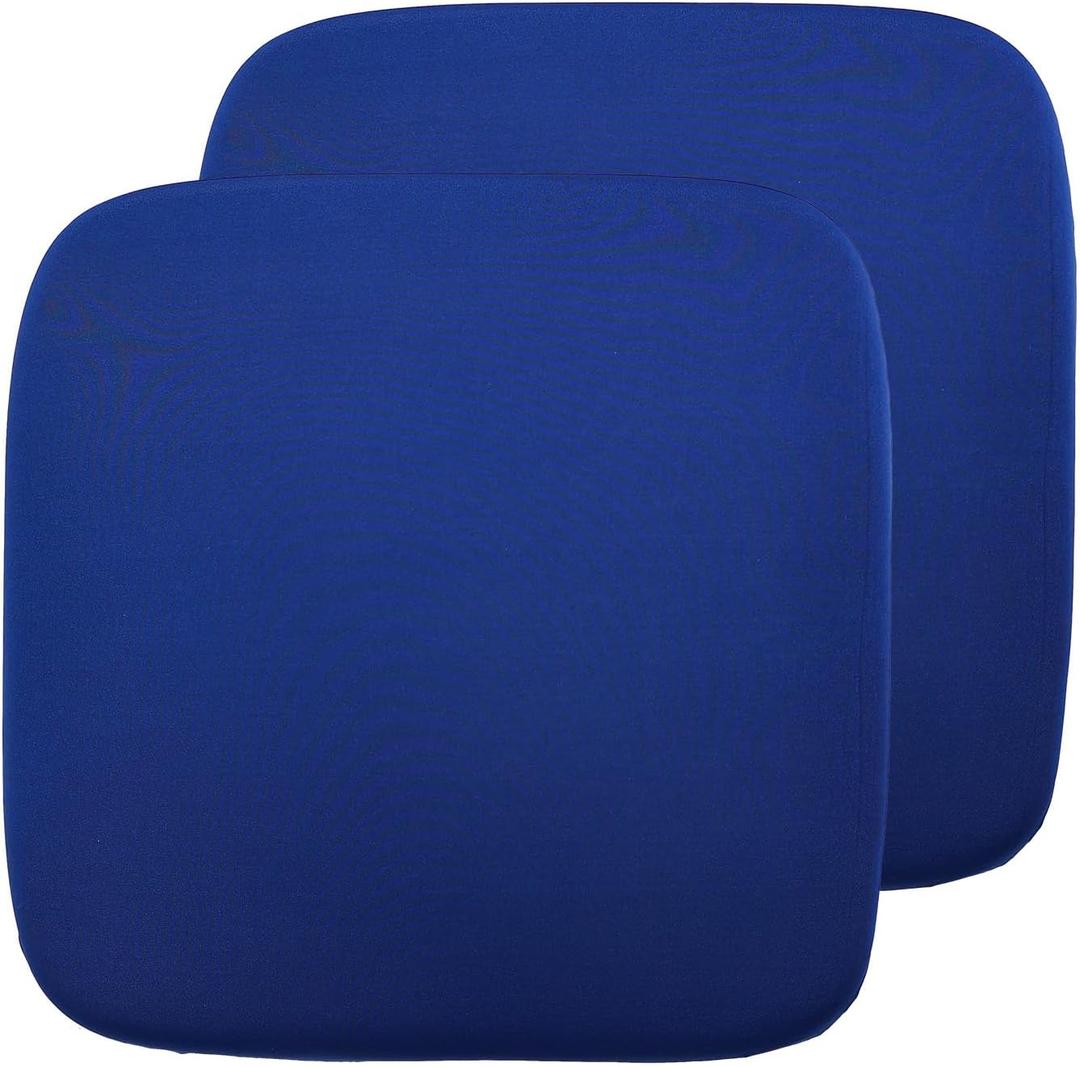 Non-Slip Navy Blue Square Seat Cushions Set of 2 - Comfortable Chair Pads with Removable Cover (15"x15"x1.7") for Kitchen, Office, Car & Indoor Use