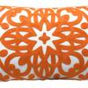 Alysheer Embroidered Lumbar Decorative Throw Pillow Cover 12"x 20", Classic Boho Mandala Embroidery Pattern Cotton Rectangular Cushion Case for Sofa Couch Living Room Bedroom (Bright Orange)
