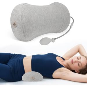Inflatable Blow up Lumbar Support Pillow for Bed - Memory Foam Lower Back Pillow for Sleeping in Bed - Back Pain Relief While Sleep