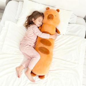Kashabawangzi 36inch Giant Long Capybara Body Pillow Stuffed Animals, Big Soft Throw Sleeping Pillow Kawaii Cuddle Bread Stuffed Plush Toy Gift for Kids Boys Girls