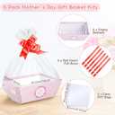 Resurhang 6 Set Happy Mothers Day Baskets for Gifts Empty to Fill with Cellophane Wrap Ribbons Bows 10 x 7.9 x 3.2 In Rose Cardboard Basket Tray for Women Her Mom May Day Birthday Gift Packaging