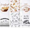 Hahafelt 6 Pcs Funny Sourdough Baking Kitchen Towels Gifts for Sourdough Bakers Decorative Hand Dish Towels for Baking Lover Gifts Women Men Chef Tea Cloths Kitchen Decor 24 x 16''