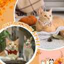 36 Pcs Fall Thanksgiving Cat Collars with Removable Bow Tie and Bell Adjustable Kitten Collars with Buckle Turkey Maple Leaves Pumpkins Breakaway Fall Pet Kitten Bowtie Bulk Decor for Cats