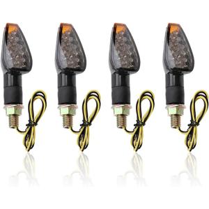 4PCS Motorcycle Turn Signals,14LED Front+Rear Motorcycle Blinkers with Cool Amber Lamp,12V Motorcycle Turn Signal Light Compatible with Yamaha Kawasaki Motorcycle Accessories (Smoked Black Shell)