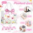 Moinchore 30 Pcs Wildflower Paper Gift Bags Bulk 5.5 x 4.7 x 2.5 in Mini Floral Favor Bags with Handles Bow Ribbon Wrap for Spring Summer Birthday Wedding Home Bridal Shower Garden Supplies