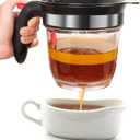 Fat Separator With Bottom Release, 4 Cup Gravy Separator for Cooking with Oil Strainer, Kitchen Gadgets Grease Separator Packaged with a 3-in-1 Multifunctional Peeler