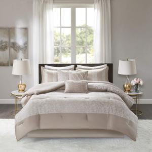 Madison Park Luxury Traditional Jacquard Comforter Set, 7PC Queen