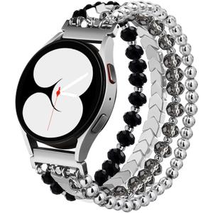 Lerobo Beaded Bracelet Band Compatible with Galaxy Watch 7/6/5/4/Active 2 40mm 44mm/Watch 4 Classic 42mm 46mm/6 Classic 43mm 47mm/5 Pro 45mm, Women Girl 20mm Handmade Fashion Stretchy Watch Band