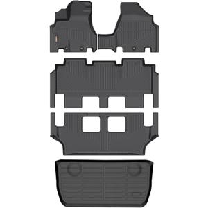 Binmotor-Floor Mats & Cargo Liner for Honda Odyssey 2011-2017, Includes 1st+2nd+3rd Row+Rear Trunk Mat, TPE Floor Liners All Weather Car Mats for Odyssey Accessories