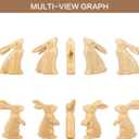 5 x RoseCraft Easter Bunny Decorations, 2PCS Wooden Rustic Handcrafted Rabbit Figurines Spring Table Top Decor, for Home Indoor Holiday Party Farmhouse (Natural)